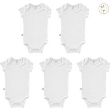 Tiny Lamb Beyaz Renk Bodysuit Kısa Kollu 5'li Set %100 Pamuk  Bebek Atleti Seti