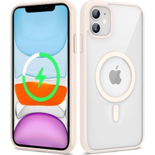 Farma İletişim Teknolojileri iPhone 11 - Uyumlu Magsafe Wireless Şarj Özellikli Silikon Zore Ege Kapak-Pembe