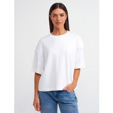 Dilvin 31067 Kısa Kollu Vatkalı T-Shirt-Beyaz