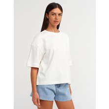Dilvin 31067 Kısa Kollu Vatkalı T-Shirt-Ekru