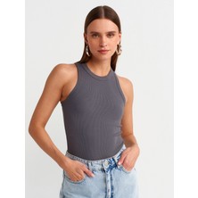 Dilvin 20842 Fitilli Halter Yaka Atlet-Füme