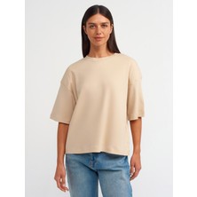 Dilvin 31067 Kısa Kollu Vatkalı T-Shirt-Bej