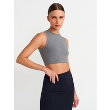 Dilvin 30998 Crop Top-Antrasit