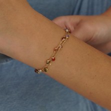 İzgi Kuyumculuk Renkli Taşlı Bileklik - Çift Sıra