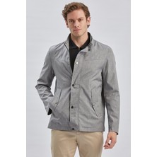 Gri Dik Yaka Yarım Astar Comfort Fit Rahat Kesim Casual Mont 1007240150