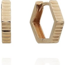 Kalemli Beşgen Halka Küpe