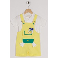 Askılı Donald Fıgurlu On Cep Detaylı Sari Renk Erkek Çocuk Sortlu Salopet