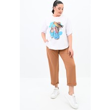 Koza Kadın Büyük Beden Oversize T-Shirt Takım 8104-24