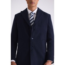 Jakamen Lacivert Comfort Fit Mono Yaka Erkek Kaban