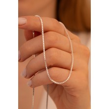 Osmanlı Gümüş Kadın Gümüş Kolye - 925 Ayar 1.5 mm Küp Zincir Gümüş Kolye