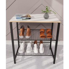 Güzelkan Madeni Eşya Dar Metal Ayakkabılık Vestiyer 3 Katlı Ayakkabılık Beyaz 1363