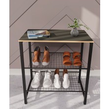 Güzelkan Madeni Eşya Dar Metal Ayakkabılık Vestiyer 3 Katlı Ayakkabılık Füme 1364