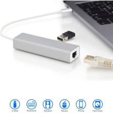 Alfalink AL-C65 Type C 3port USB Hub +Gigabit Ethernet Adaptör