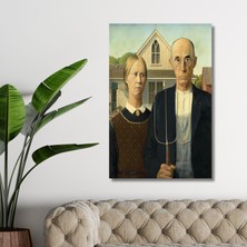 Gaagart Tekli Dikey Kanvas Duvar Tablosu Grant Wood Amerikan Gotiği