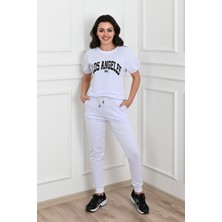 Koza Kadın Yazı Baskılı Kısa Kollu Eşofman Takımı 3737-23