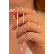 Osmanlı Gümüş Kadın Gümüş Kolye Bileklik Set - 925 Ayar 1.5mm Küp Zincir Gümüş Set