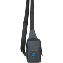 Newish Polo Erkek Keten Kumaş Belgrat Telefon Bölmeli Çapraz Göğüs ve Omuz Çantası newpolo186 - Siyah - Mavi