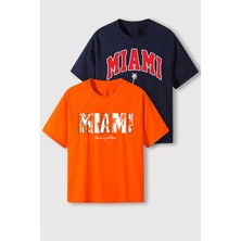 Only Trend Wear Miami Baskılı Oversize 2'li T-Shirt