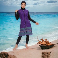 Shopiolog Uzun Kollu Çiçek Desenli Tam Tesettür Mayo