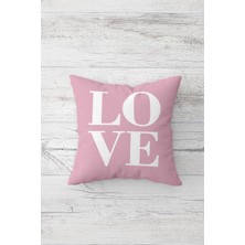 Pelangi Love Yazılı Çift Tarafı Baskılı Gizli Fermuarlı Yastık Kılıfı Kırlent Koltuk Yastık Kılıfı