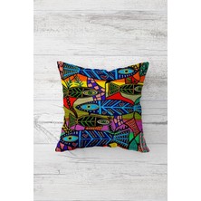 Pelangi Renkli Balıklar Desenli Çift Tarafı Baskı Gizli Fermuarlı Yastık Kılıfı Kırlent Koltuk Yastık Kılıfı