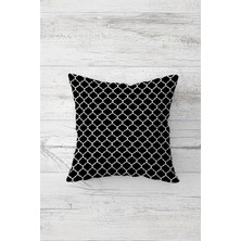 Pelangi Siyah Ogea Desenli Çift Tarafı Baskılı Gizli Fermuarlı Yastık Kılıfı Kırlent Koltuk Yastık Kılıfı