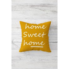 Pelangi Home Sweet Home Çift Tarafı Baskılı Gizli Fermuarlı Yastık Kılıfı Kırlent Koltuk Yastık Kılıfı