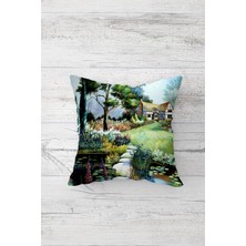 Pelangi Modern Doğa Temalı Çift Tarafı Baskılı Gizli Fermuarlı Yastık Kılıfı Kırlent Koltuk Yastık Kılıfı