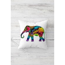 Pelangi Etnik Renkli Filli Çift Tarafı Baskılı Gizli Fermuarlı Yastık Kılıfı Kırlent Koltuk Yastık Kılıfı