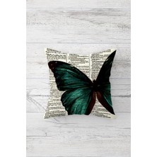 Pelangi Yeşil Kelebek Çift Tarafı Baskılı Gizli Fermuarlı Yastık Kılıfı Kırlent Koltuk Yastık Kılıfı