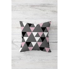 Pelangi Renk Bloklu Üçgenli Çift Tarafı Baskılı Gizli Fermuarlı Yastık Kılıfı Kırlent Koltuk Yastık Kılıfı