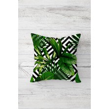 Pelangi Tropikal Iğne Yapraklı Çift Tarafı Baskılı Gizli Fermuar Yastık Kılıfı Kırlent Koltuk Yastık Kılıfı