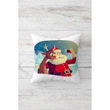 Pelangi Noel Baba Yılbaşı Temalı Çift Tarafı Baskı Gizli Fermuar Yastık Kılıfı Kırlent Koltuk Yastık Kılıfı