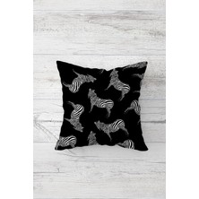 Pelangi Zebra Desenli Çift Tarafı Baskılı Gizli Fermuarlı Yastık Kılıfı Kırlent Koltuk Yastık Kılıfı