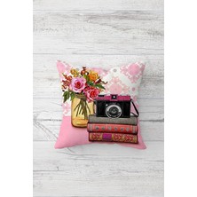 Pelangi Vintage Fotograf Makinesi Çift Tarafı Baskı Gizli Fermuar Yastık Kılıfı Kırlent Koltuk Yastık Kılıfı