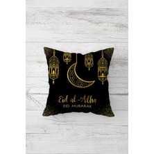 Pelangi Siyah Eid Mubarak Ramazan Tema Çift Tarafı Baskılı Gizli Fermuar Yastık Kılıfı Kırlent Yastık Kılıfı