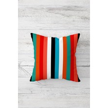 Pelangi Renkli Çizgiler Geometrik Çift Tarafı Baskılı Gizli Fermuarlı Yastık Kılıfı Kırlent Yastık Kılıfı