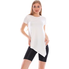 Alışveriş Sokağı Çapraz Kesim Viskon Kumaş Casual Tunik