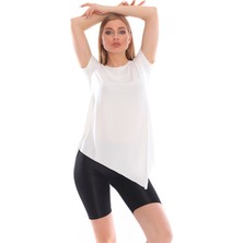 Alışveriş Sokağı Çapraz Kesim Viskon Kumaş Casual Tunik