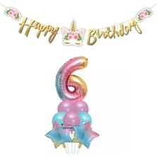 Parti Sürprizi Çiçekli Unicorn 6 Yaş Gökkuşağı Balon Set