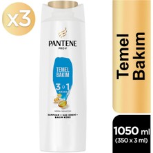 Pantene 3'ü 1 Arada Temel Bakım Şampuan 350 ml 3 Adet