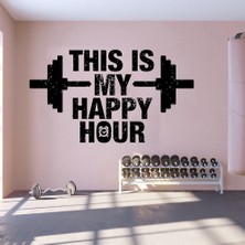 Longbang Shop Gümüş Tarzı 74X42CM Bu Benim Mutlu Saatim Spor Salonu Alıntılar Duvar Sticker Vinil Dekorasyon Odası Fitness Kulübü Çıkartmaları Çıkarılabilir Vücut Geliştirme Duvar (Yurt Dışından)