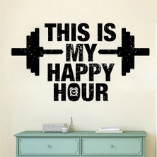 Longbang Shop Gümüş Tarzı 74X42CM Bu Benim Mutlu Saatim Spor Salonu Alıntılar Duvar Sticker Vinil Dekorasyon Odası Fitness Kulübü Çıkartmaları Çıkarılabilir Vücut Geliştirme Duvar (Yurt Dışından)