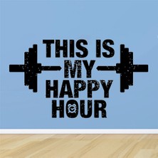 Longbang Shop Siyah Stil 58X33CM Bu Benim Mutlu Saatim Spor Salonu Alıntılar Duvar Sticker Vinil Dekorasyon Odası Fitness Kulübü Çıkartmaları Çıkarılabilir Vücut Geliştirme Duvar (Yurt Dışından)