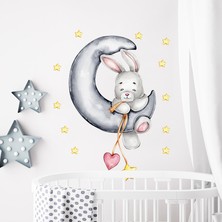 Longbang Shop F Tarzı Karikatür Tavşan Ay ve Yıldızlar Duvar Çıkartmaları Çocuk Odası Için Bebek Odası Dekorasyon Hayvanlar Duvar Çıkartmaları Kız Erkek Yatak Odası Duvar Kağıdı (Yurt Dışından)