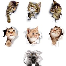 Longbang Shop XP2005 Stili Sunchamo Sevimli Kedi 3D Kırık Tuvalet Etiket Duvar Çıkartmaları Buzdolabı Araba Koltuğu Dıy Oturma Banyo Odası Ev Dekor Wallstickers Yatak Odası (Yurt Dışından)