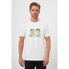 Morven  Erkek Beyaz Trend Süprem Baskılı Bisiklet Yaka Dynamic Fit T-Shirt