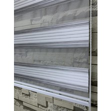 Özel Jaluzi Gri Beyaz Geçişli Bambu Geniş Plise  Zebra Perde