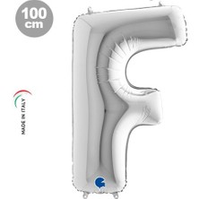 Parti Dükkanım F - Harf Folyo Balon Gümüş (100 Cm)