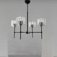 BSA Lighting Lavinya 4'li Siyah/krom Kristalli Modern Yatak Odası Salon Kristal Avize